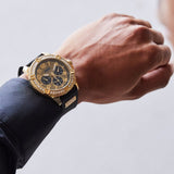 Guess Frontier Crystals Black Dial Black Silicone Strap Watch For Men - W1132G1