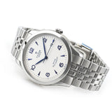 Tudor watch with white face and stainless steel band