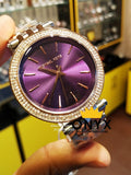 Michael Kors Darci Purple Dial Two Tone Steel Strap Watch for Women - MK3353