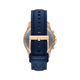 Armani Exchange Banks Chronograph Blue Dial Blue Leather Strap Watch For Men - AX1723