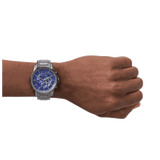 Armani Exchange Banks Chronograph Blue Dial Grey Steel Strap Watch For Men - AX1731