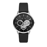 Armani Exchange Cayde Chronograph Black Dial Black Leather Strap Watch for Men - AX2745