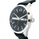 Armani Exchange Hampton Chronograph Black Dial Black Leather Strap Watch For Men - AX2101