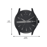 Armani Exchange Hampton Chronograph Black Dial Black Steel Strap Watch For Men - AX2104