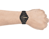 Armani Exchange Hampton Chronograph Black Dial Black Steel Strap Watch For Men - AX2164