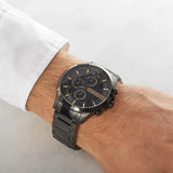 Armani Exchange Hampton Chronograph Black Dial Black Steel Strap Watch For Men - AX2164