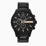 Armani Exchange Hampton Chronograph Black Dial Black Steel Strap Watch For Men - AX2164