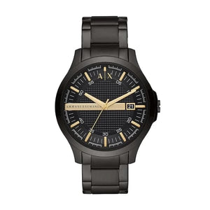 Armani Exchange Hampton Chronograph Black Dial Black Steel Strap Watch For Men - AX2413