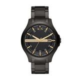 Armani Exchange Hampton Chronograph Black Dial Black Steel Strap Watch For Men - AX2413