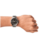 Armani Exchange Hampton Chronograph Black Dial Silver Steel Strap Watch For Men - AX2103