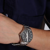 Armani Exchange Hampton Chronograph Black Dial Silver Steel Strap Watch For Men - AX2103