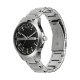 Armani Exchange Hampton Chronograph Black Dial Silver Steel Strap Watch For Men - AX2103