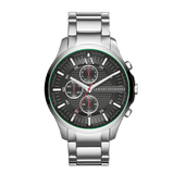 Armani Exchange Hampton Chronograph Black Dial Silver Steel Strap Watch For Men - AX2163