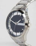 Armani Exchange Hampton Chronograph Black Dial Silver Steel Strap Watch For Men - AX2179