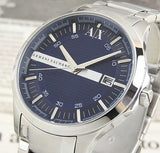 Armani Exchange Hampton Chronograph Blue Dial Silver Steel Strap Watch For Men - AX2132