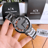 Armani Exchange Hampton Chronograph Grey Dial Grey Steel Strap Watch For Men - AX2188