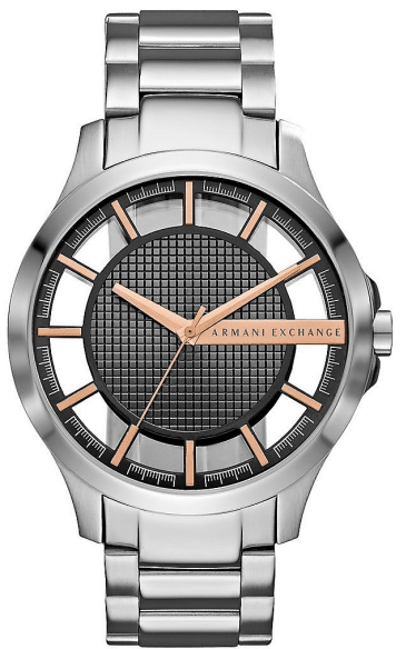 Armani Exchange Hampton Chronograph Skeleton Black Dial Silver Steel Strap Watch For Men - AX2199