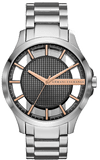 Armani Exchange Hampton Chronograph Skeleton Black Dial Silver Steel Strap Watch For Men - AX2199