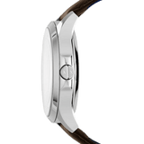 Armani Exchange Hampton Chronograph White Dial Brown Leather Strap Watch For Men - AX2187