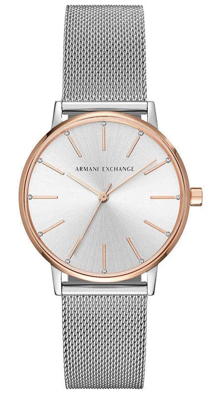 Armani Exchange Lola Analog White Dial Silver Mesh Strap Watch For Women - AX5537