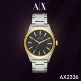 Armani Exchange Nico Analog Black Dial Two Tone Steel Strap Watch For Men - AX2336