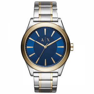 Armani Exchange Nico Quartz Blue Dial Two Tone Steel Strap Watch For Men - AX2332