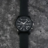 Armani Exchange Outerbanks Chronograph Black Dial Black Silicone Strap Watch For Men - AX1326