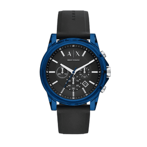 Armani Exchange Outerbanks Chronograph Black Dial Black Silicone Strap Watch For Men - AX1339