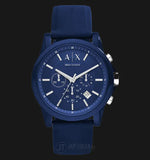 Armani Exchange Outerbanks Chronograph Blue Dial Blue Silicone Strap Watch For Men - AX1327