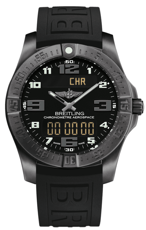 Breitling Aerospace Evo Black Dial Black Rubber Strap Watch for Men - V79363101B1S1