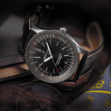 Breitling Automatic 41mm Black Dial Black Leather Strap Watch for Men - A17326241B1P1