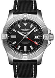 Breitling Avenger Automatic GMT 43 Black Dial Black Nylon Strap Watch for Men - A32397101B1X1