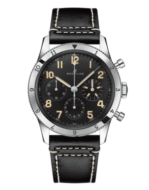 Breitling Avi Ref. 765 1953 Re-Edition Black Dial Black Leather Strap Watch for Men - AB0920131B1X1