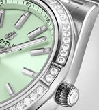 Breitling Chronomat Automatic 36 Diamonds Green Dial Two Tone Steel Strap Watch for Women - A10380591L1A1