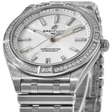 Breitling Chronomat Automatic 36 Diamonds White Dial Silver Steel Strap Watch for Women - A10380591A1A1