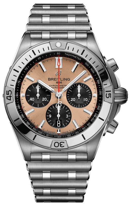 Breitling Chronomat B01 42 Brown Dial Silver Steel Strap Watch for Men - AB0134101K1A1