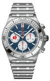 Breitling Chronomat B01 42 Six Nations France Blue Dial Silver Steel Strap Watch for Men - AB0134A81C1A1