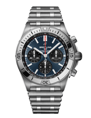Breitling Chronomat B01 42mm Blue Dial Silver Steel Strap Watch for Men - AB0134101C1A1