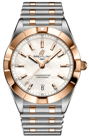 Breitling Chronomat B02 18K Red Gold White Dial Two Tone Steel Strap Watch for Men - U77310101A2U1