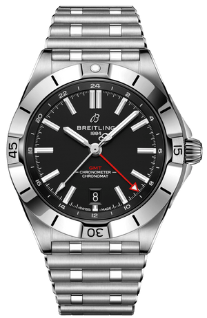 Breitling Chronomat GMT 40 Automatic Black Dial Silver Steel Strap Watch for Men - A32398101B1A1