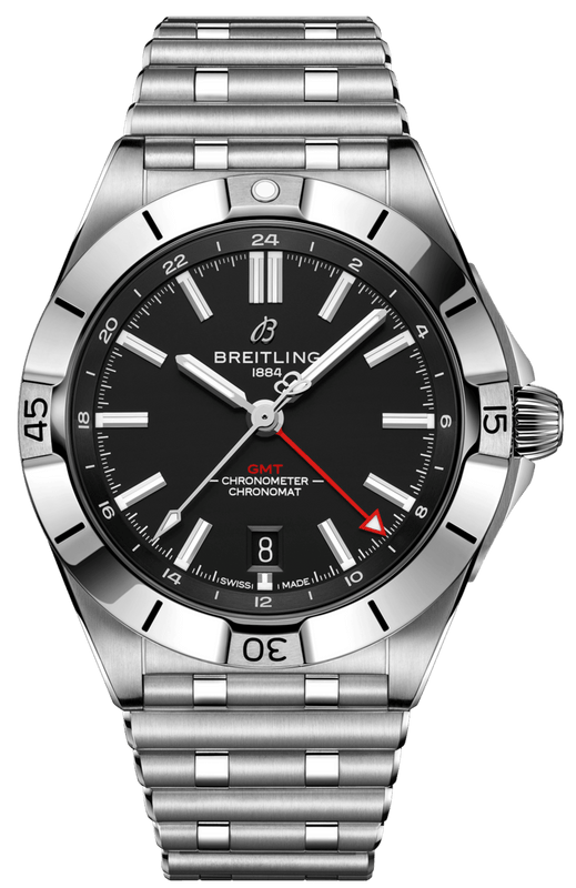 Breitling Chronomat GMT 40 Automatic Black Dial Silver Steel Strap Watch for Men - A32398101B1A1