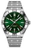 Breitling Chronomat GMT 40 Green Dial Silver Steel Strap Watch for Men - A32398101L1A1