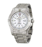 Breitling Colt Automatic Silver Dial Black Leather Mens Watch - A1738811/G791/173A