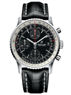 Breitling Navitimer 1 Chronograph 41mm Automatic Black Dial Black Leather Strap Mens Watch - A13324121B1P1