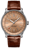 Breitling Navitimer Automatic 35 Brown Dial Brown Leather Strap Watch for Men - A17395201K1P1