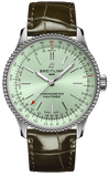 Breitling Navitimer Automatic 35 Green Dial Green Leather Strap Watch for Women - A17395361L1P1