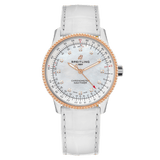 Breitling Navitimer Automatic 35 Mother of Pearl Dial White Leather Strap Watch for Women - U17395211A1P3