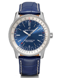 Breitling Navitimer Automatic 38mm Blue Dial Blue Leather Strap Mens Watch - A17325211C1P1