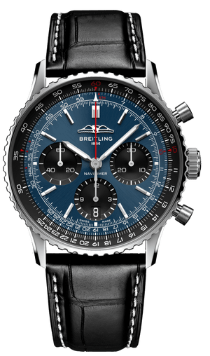 Breitling Navitimer B01 Chronograph 41 Blue Dial Black Leather Strap Watch for Men - AB0139241C1P1