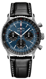 Breitling Navitimer B01 Chronograph 41 Blue Dial Black Leather Strap Watch for Men - AB0139241C1P1